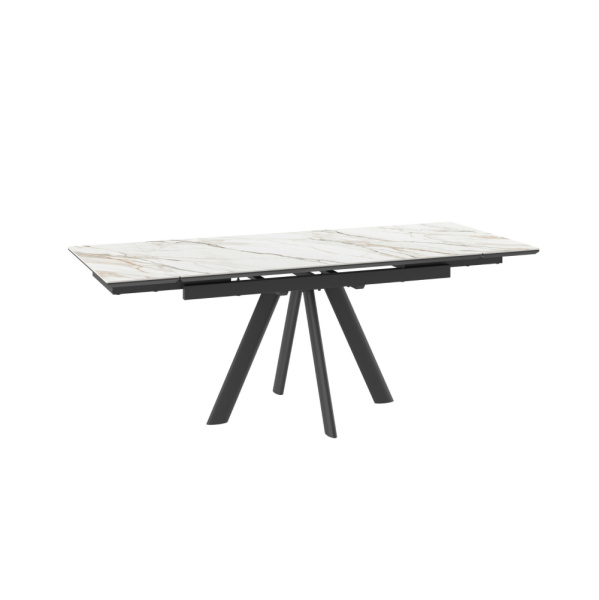 Стол JACK-140, раздвижной 140(30+30)х85, CALAKATTA GOLD ST CER/ЧЕРНЫЙ JACK 140